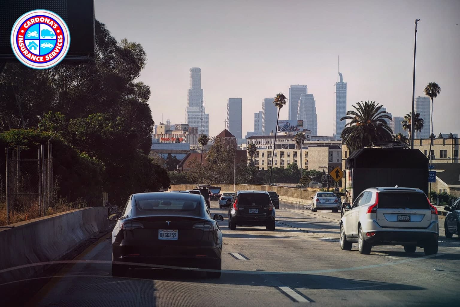 Modern car insurance desk with California driving paperwork