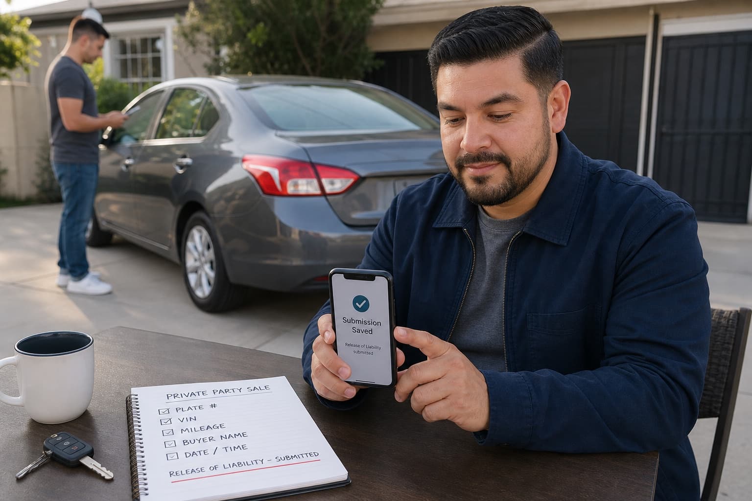 California private-party vehicle seller saving a release-of-liability confirmation
